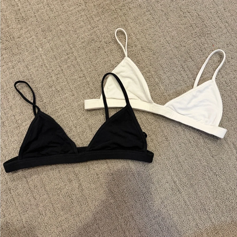 Skims Everyday Cotton Triangle Bralette — Snow & Onyx - Picture 2 of 3